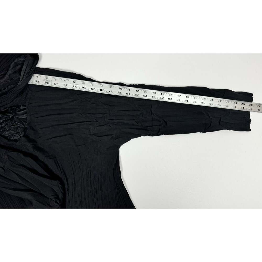 Babette SF Art To Wear Tunic Blouse Small Black Crinkle Scarf Top Minimalist - Picture 13 of 14